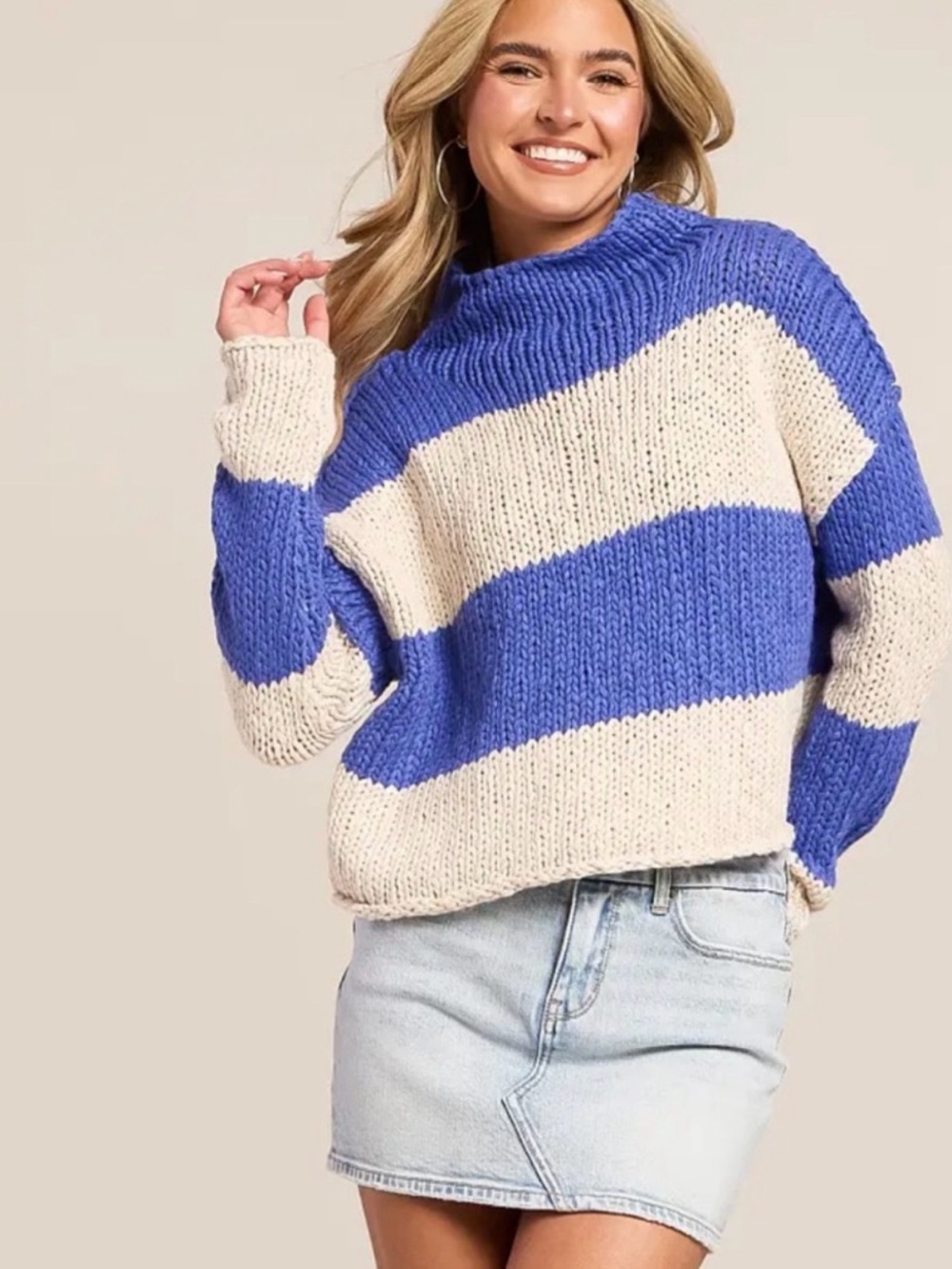 NWT Free People Opal Rollneck Knit Stripe Sweater